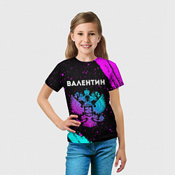 Футболка детская Валентин и неоновый герб России, цвет: 3D-принт — фото 2