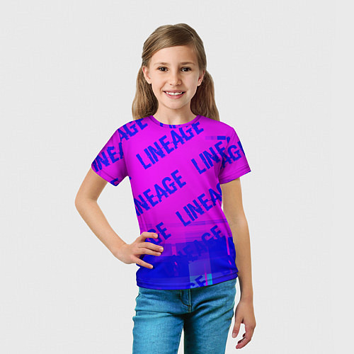 Детская футболка Lineage glitch text effect: паттерн / 3D-принт – фото 5