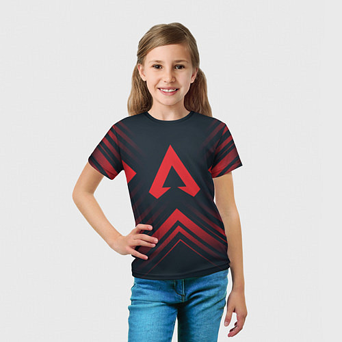 Детская футболка Красный символ Apex Legends на темном фоне со стре / 3D-принт – фото 5