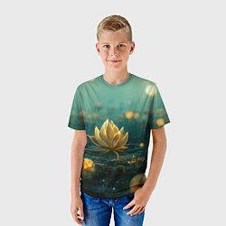 Футболка детская Золотой лотос, цвет: 3D-принт — фото 2