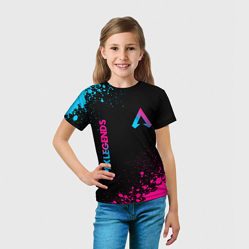 Детская футболка Apex Legends - neon gradient: символ и надпись вер / 3D-принт – фото 5