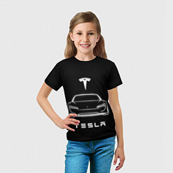 Футболка детская Tesla white light, цвет: 3D-принт — фото 2