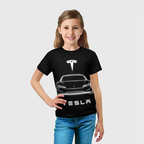 Детская футболка Tesla white light / 3D-принт – фото 5