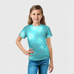 Футболка детская Голубая неоновая абстрактная геометрия, цвет: 3D-принт — фото 2