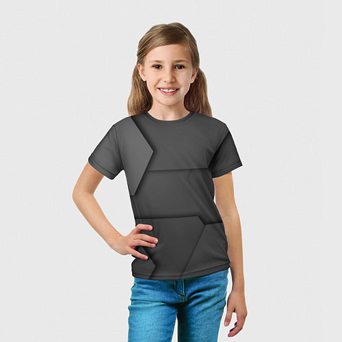 Детская футболка Черные геометрические фигуры в трехмерном простран / 3D-принт – фото 5