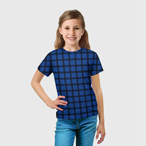 Детская футболка Крупная темно-синяя клетка / 3D-принт – фото 5