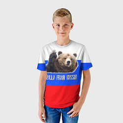Футболка детская Привет из России - медведь и триколор, цвет: 3D-принт — фото 2