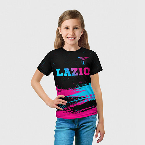 Детская футболка Lazio - neon gradient: символ сверху / 3D-принт – фото 5