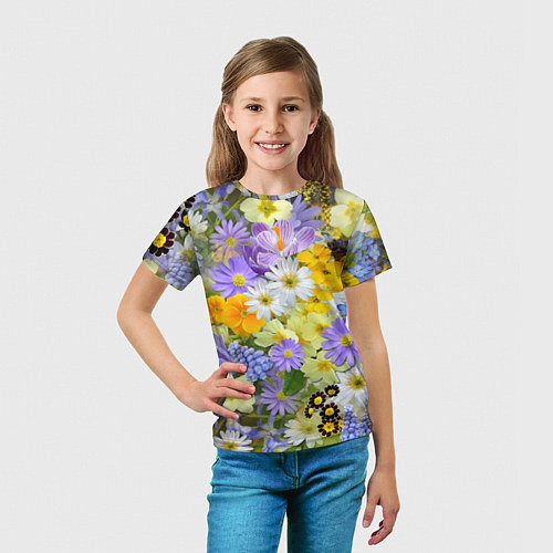 Детская футболка Цветочная летняя поляна / 3D-принт – фото 5