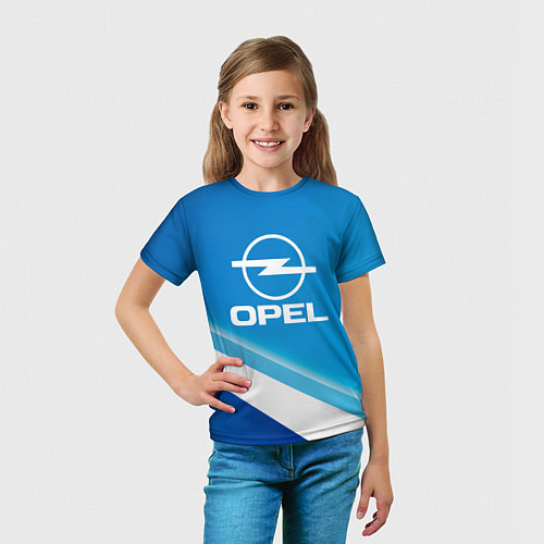 Детская футболка Опель - голубая абстракция / 3D-принт – фото 5