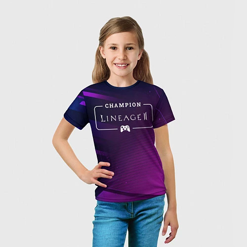 Детская футболка Lineage 2 gaming champion: рамка с лого и джойстик / 3D-принт – фото 5