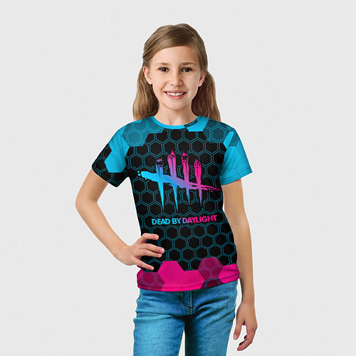 Детская футболка Dead by Daylight - neon gradient / 3D-принт – фото 5