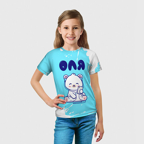 Детская футболка Оля белый мишка / 3D-принт – фото 5