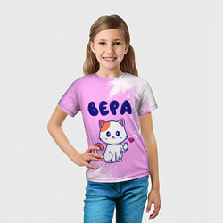 Футболка детская Вера кошечка с сердечком, цвет: 3D-принт — фото 2