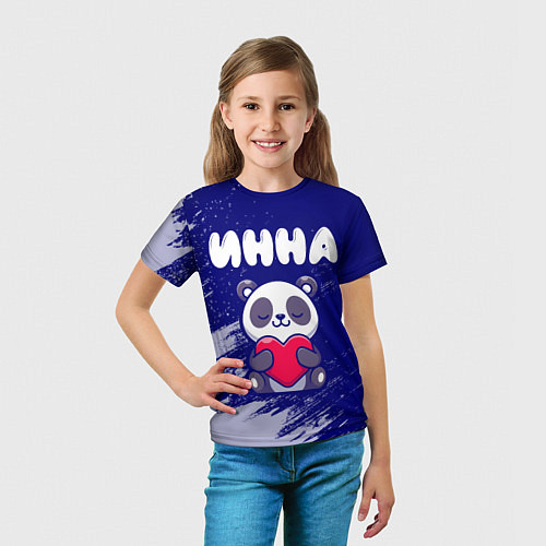 Детская футболка Инна панда с сердечком / 3D-принт – фото 5