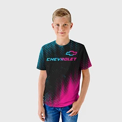 Футболка детская Chevrolet - neon gradient: символ сверху, цвет: 3D-принт — фото 2