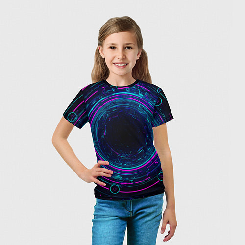 Детская футболка Неоновый тоннель - портал / 3D-принт – фото 5