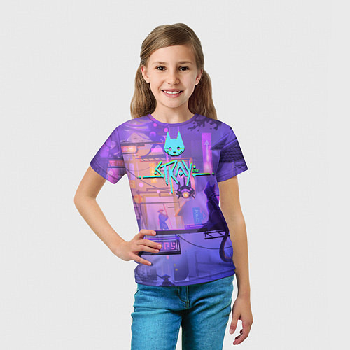 Детская футболка Stray - neon night / 3D-принт – фото 5
