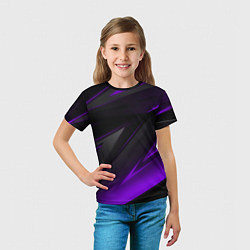 Футболка детская Черно-фиолетовая геометрическая абстракция, цвет: 3D-принт — фото 2