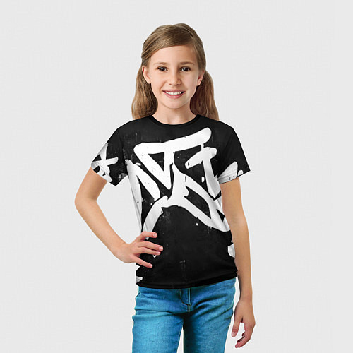 Детская футболка Иероглифы в стиле граффити / 3D-принт – фото 5