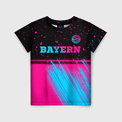 Футболка детская Bayern - neon gradient: символ сверху, цвет: 3D-принт