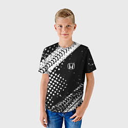 Футболка детская Honda - белые следы шин, цвет: 3D-принт — фото 2