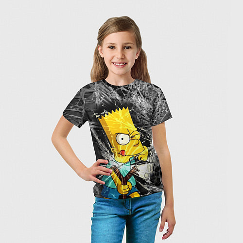 Детская футболка Барт Симпсон разбил из рогатки стекло / 3D-принт – фото 5