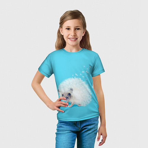 Детская футболка Белый ежик одуванчик / 3D-принт – фото 5