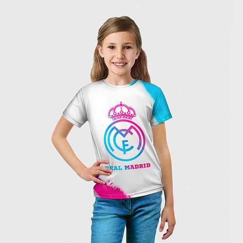 Детская футболка Real Madrid neon gradient style / 3D-принт – фото 5