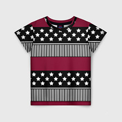 Футболка детская Burgundy black striped pattern, цвет: 3D-принт