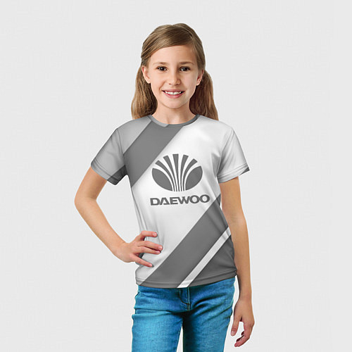 Детская футболка Daewoo - серые полосы / 3D-принт – фото 5