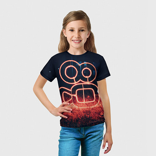 Детская футболка Неоновая камера во тьме / 3D-принт – фото 5