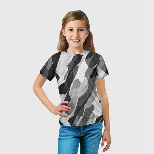 Детская футболка Зимник - камуфляж зимний косой / 3D-принт – фото 5