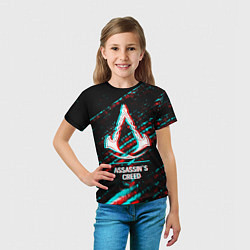 Футболка детская Assassins Creed в стиле glitch и баги графики на т, цвет: 3D-принт — фото 2