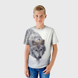 Футболка детская Волк зимой, цвет: 3D-принт — фото 2