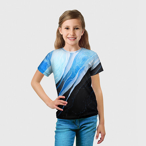 Детская футболка Тёмно-синий мрамор / 3D-принт – фото 5