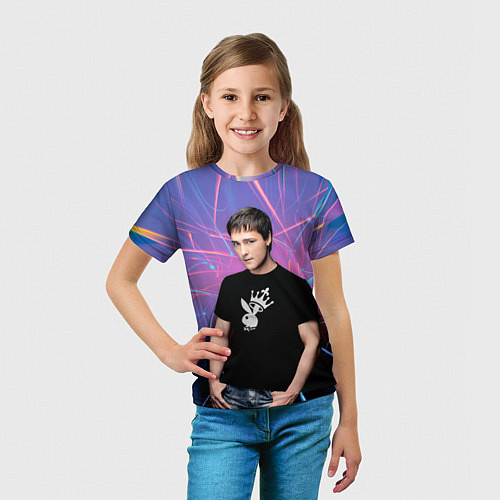 Детская футболка Юрий Шатунов на неоновом фоне / 3D-принт – фото 5