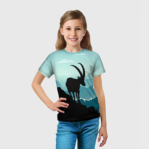 Детская футболка Горный козел и горы / 3D-принт – фото 5