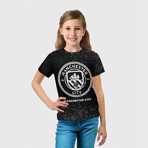 Детская футболка Manchester City с потертостями на темном фоне / 3D-принт – фото 5