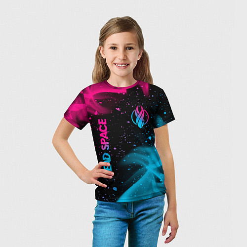 Детская футболка Dead Space - neon gradient: символ и надпись верти / 3D-принт – фото 5