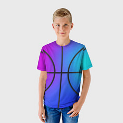 Футболка детская Градиентный баскетбольный мяч, цвет: 3D-принт — фото 2