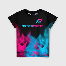 Футболка детская Need for Speed - neon gradient: символ сверху, цвет: 3D-принт