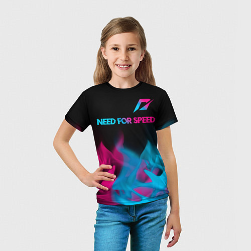 Детская футболка Need for Speed - neon gradient: символ сверху / 3D-принт – фото 5