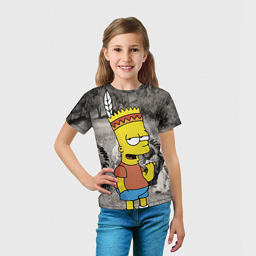Детская футболка Барт Симпсон - начинающий индеец / 3D-принт – фото 5