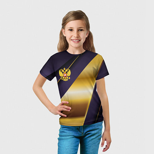Детская футболка Золотой герб России / 3D-принт – фото 5