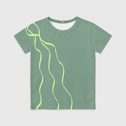 Футболка детская Абстрактные зеленые линии на фоне цвета хаки, цвет: 3D-принт