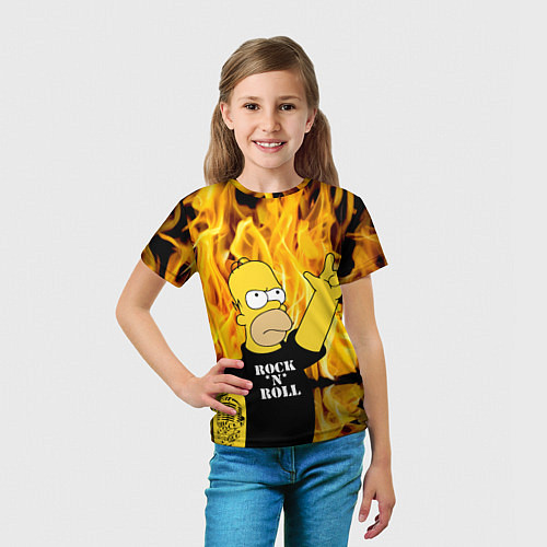 Детская футболка Homer Simpson - Rock n Roll! / 3D-принт – фото 5