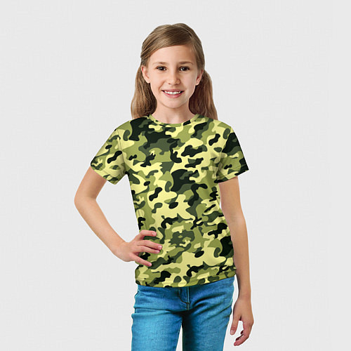 Детская футболка Камуфляж Зеленые листья / 3D-принт – фото 5