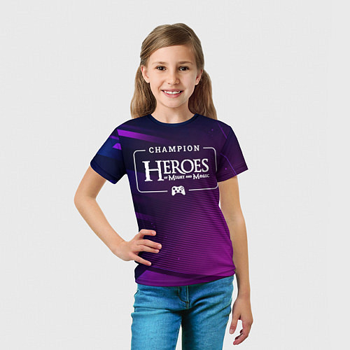 Детская футболка Heroes of Might and Magic gaming champion: рамка с / 3D-принт – фото 5