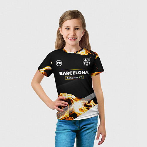 Детская футболка Barcelona legendary sport fire / 3D-принт – фото 5